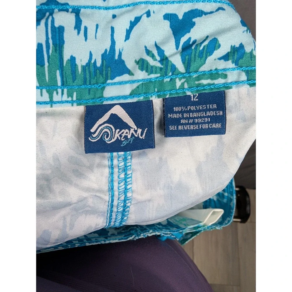 Kanu Surf Boys Oceanside Aqua Floral Board Shorts Swim‎ Trunks Size 12